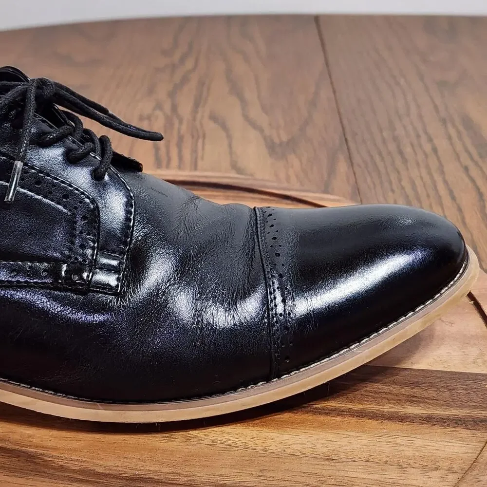Stacy Adams Dress Shoes Mens Size 11 Black Leather Cap Toe Derby Memory Foam